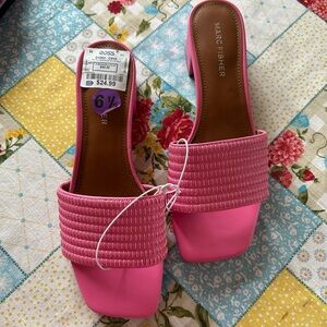 Marc Fisher Vibrant Pink Mules NWT